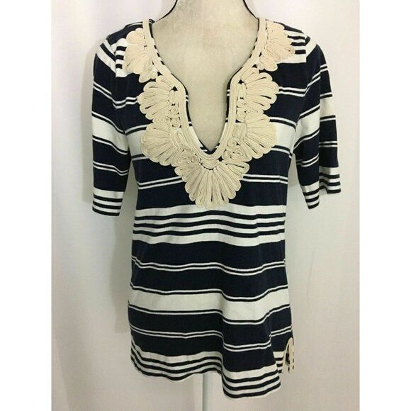 J Crew Striped Short Sleeve lave v neck t shirt - Picture 1 of 6